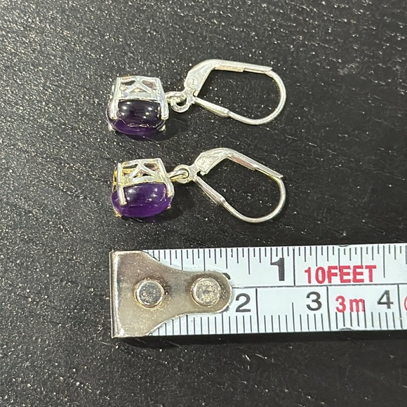 925 Silver Earrings with Purple Gem Stones - Picture 6 of 6